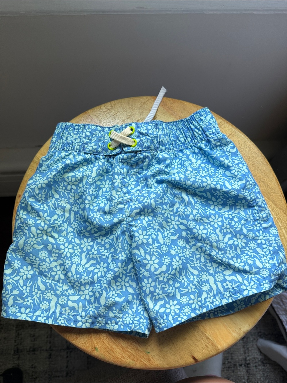 Cat & Jack Blue Floral Kids Swim Trunks